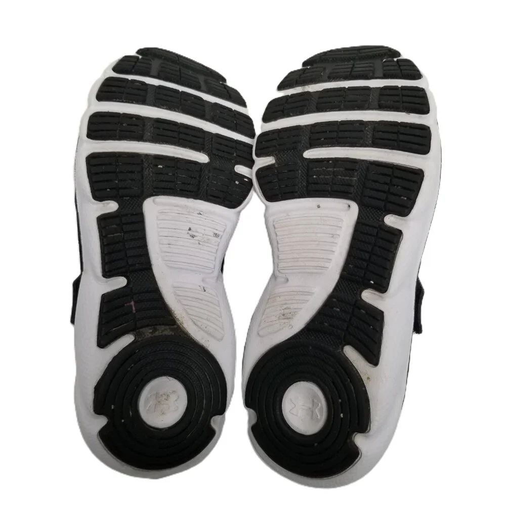 Under Armour Athletic Shoes Hook Loop Strap Kids 13K Black White